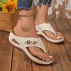 Mode Übergröße Lässige Sandalen Damen Sommer Neu Dicke Sohle Zehensteg Ausgehöhlt Damen Pantoletten Flip Flops Keilabsatz Einfarbig Hausschuhe