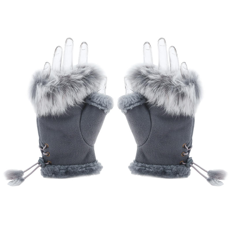 Soft Winter Half Finger Gloves Women Warm Luxury Plush Fingerless Gloves Wrist Mittens Writting