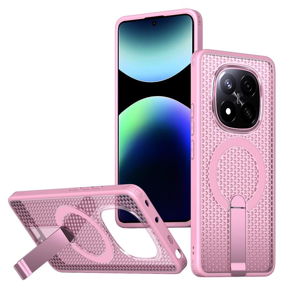 Honeycomb heat dissipation stand holder magnetic ring case for Xiaomi Redmi Note14 Pro + note 14 Redmi 14c 14R A5 Armor Cover