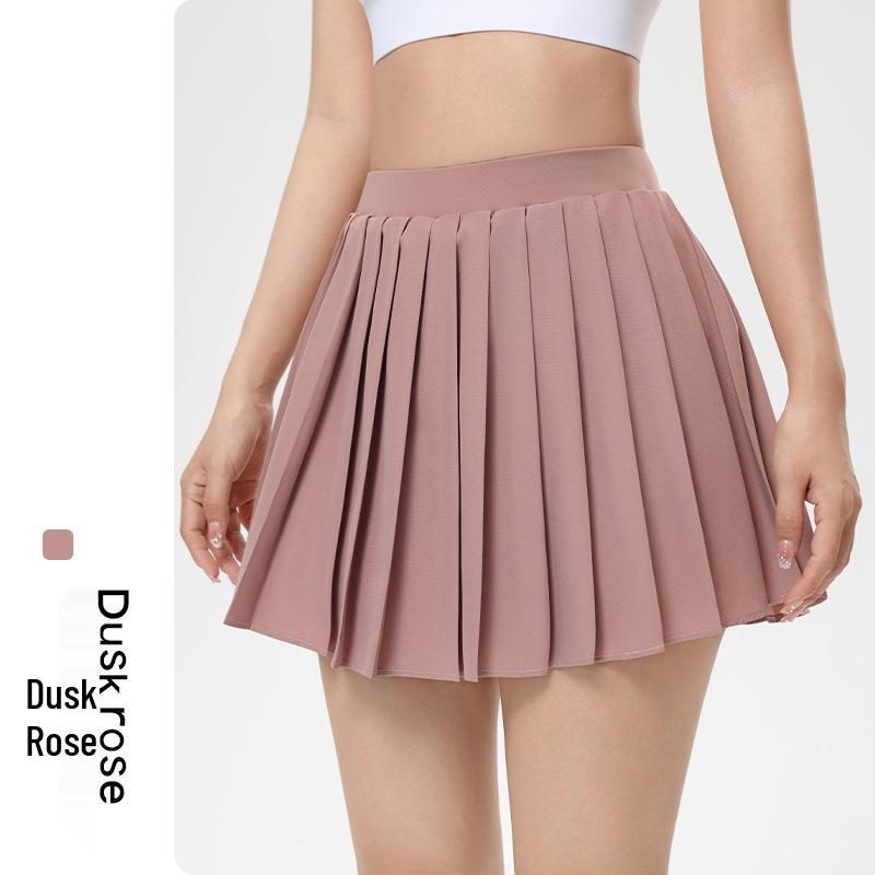 Pleated High Waist Yoga Skirt with Built-in Shorts & Pockets