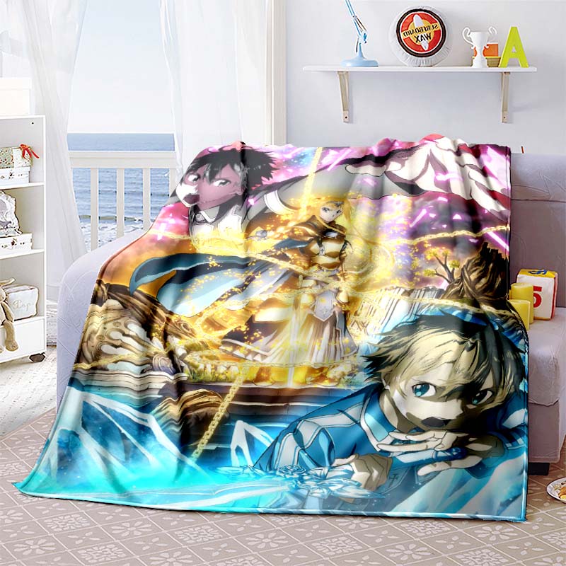 Die 3D-gedruckte "Sword Art Online" Flanelldecke ist warm, bequem und weich, geeignet für den Einsatz in Schlafzimmern, Betten, Sofas, 001