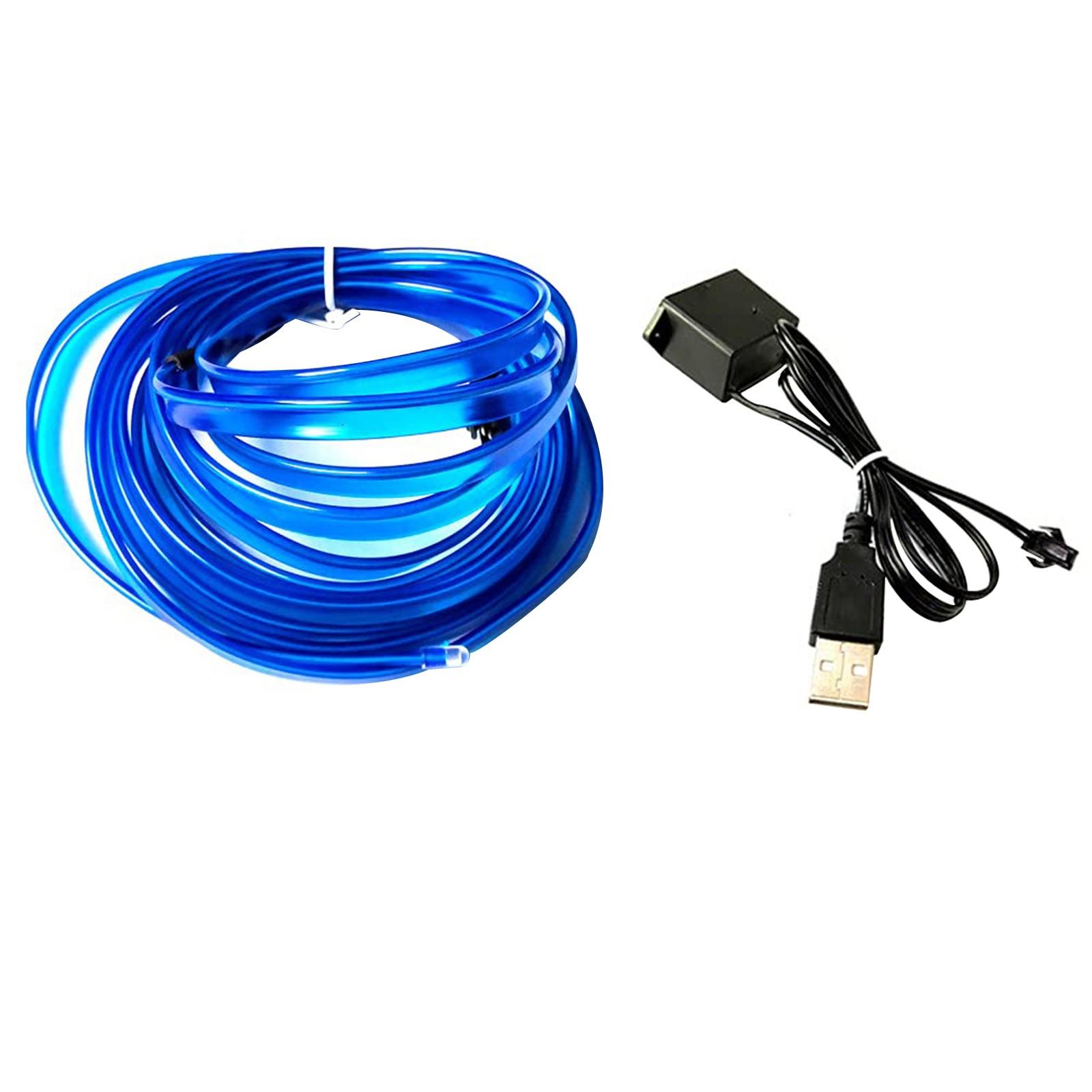 

USB EL Wire 10 M/5 M/3 M Гибкая неоновая световая трубка DC 5 В Неоновая трубка Освещение салона автомобиля Световая полоса для внутренней отделки Декоративная 3 синий