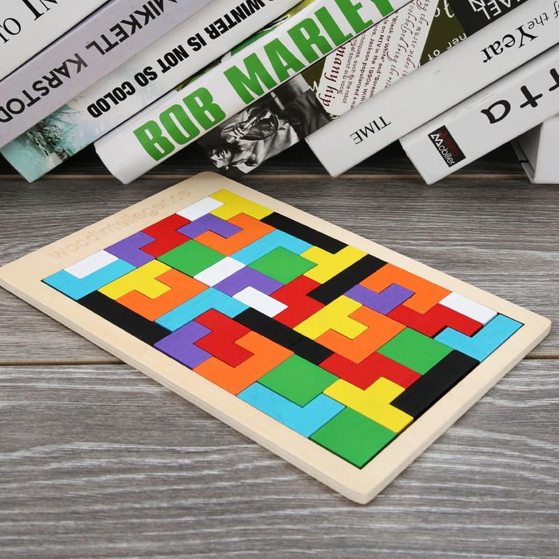 Wooden Tetris Building Blocks for Children's Educational and Cognitive Development