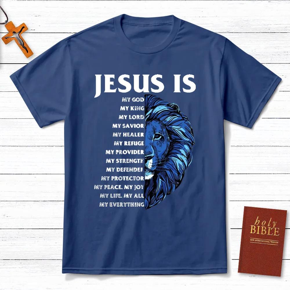Jesus Is My God Christian TShirt Mens and Womens Short Sleeve Cotton Tees Y2k Shirt Men Clothing Summer Blouse Oversize Tops