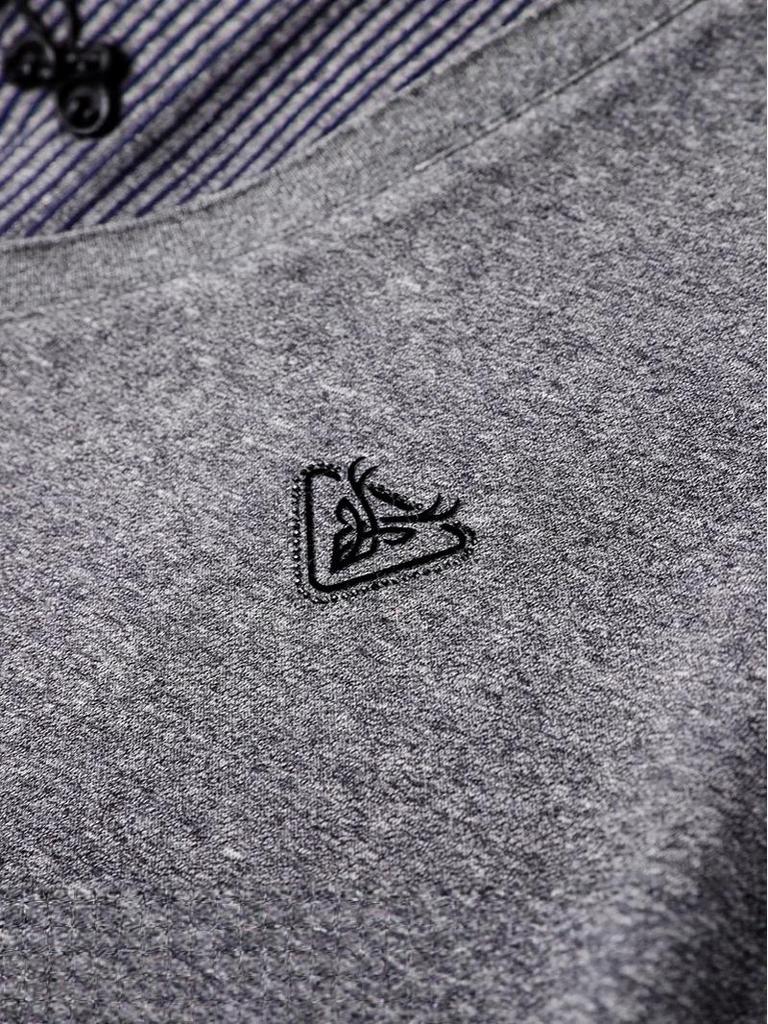 Herren Fleecegefüttertes Zweiteiliges Gestreiftes Revers T-Shirt für Herbst & Winter