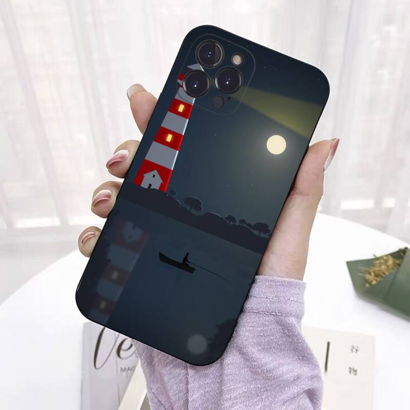 

Чехол для телефона с ручным рисунком маяка и птицей для iPhone 8 7 6 6S Plus X SE 2020 XR XS 14 11 12 13 Mini Pro Max чехол для мобильного телефона iphone 13