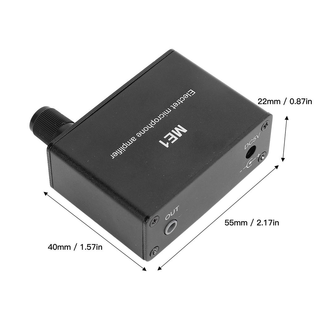Microphone Amp Electret Microphone Amp Adjustable Gain 0‑20db Condenser Mic Headphone Sound Preamplifier ME1 3.5mm Input