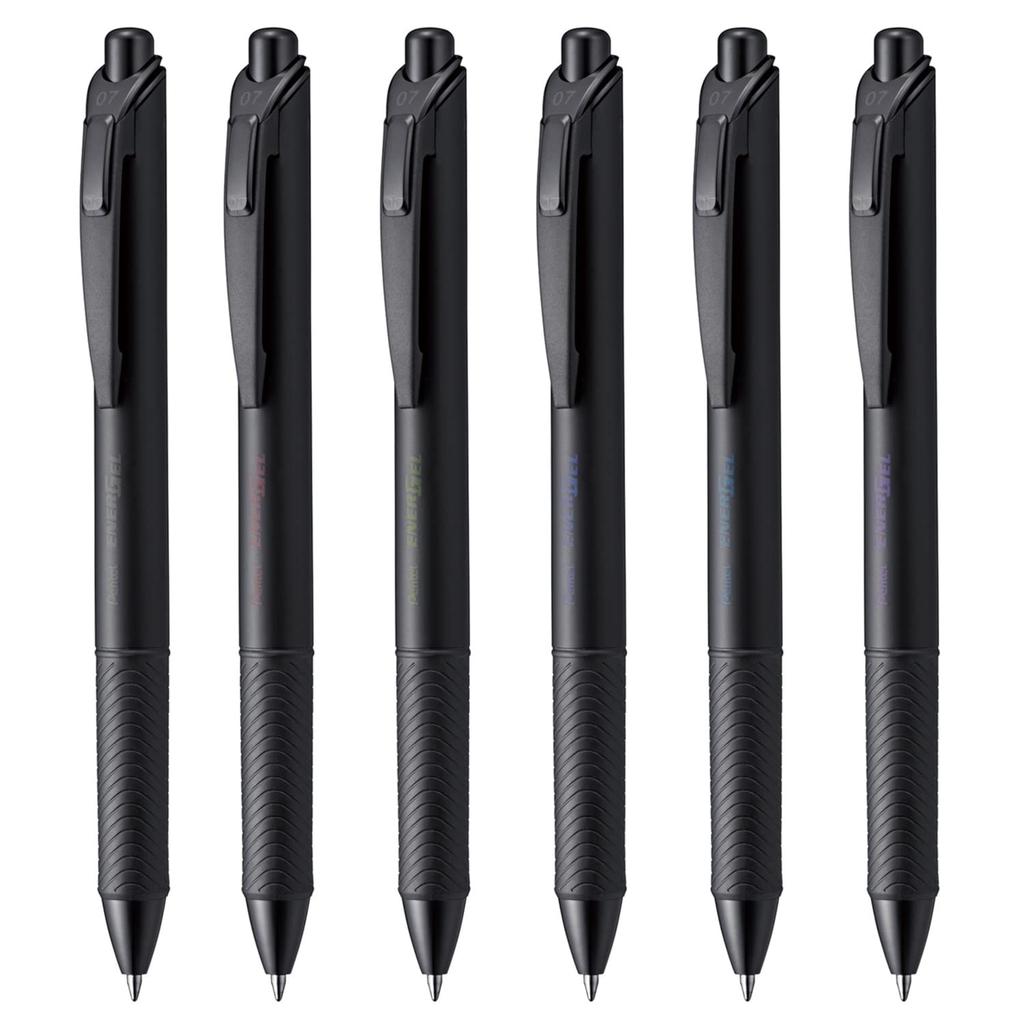 Pentel Energel Gel Ink Ballpoint Limited Edition Black Black Set Pen, Colors, 0.7mm, Barrel, BL77A-6, 6-Color