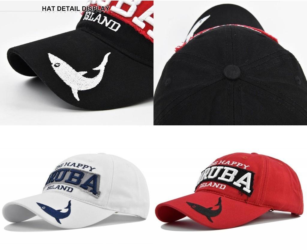 Aruba Embroidered Baseball Cap Shark Embroidery Duck Tongue Hat Men's Sun Hat Wholesale
