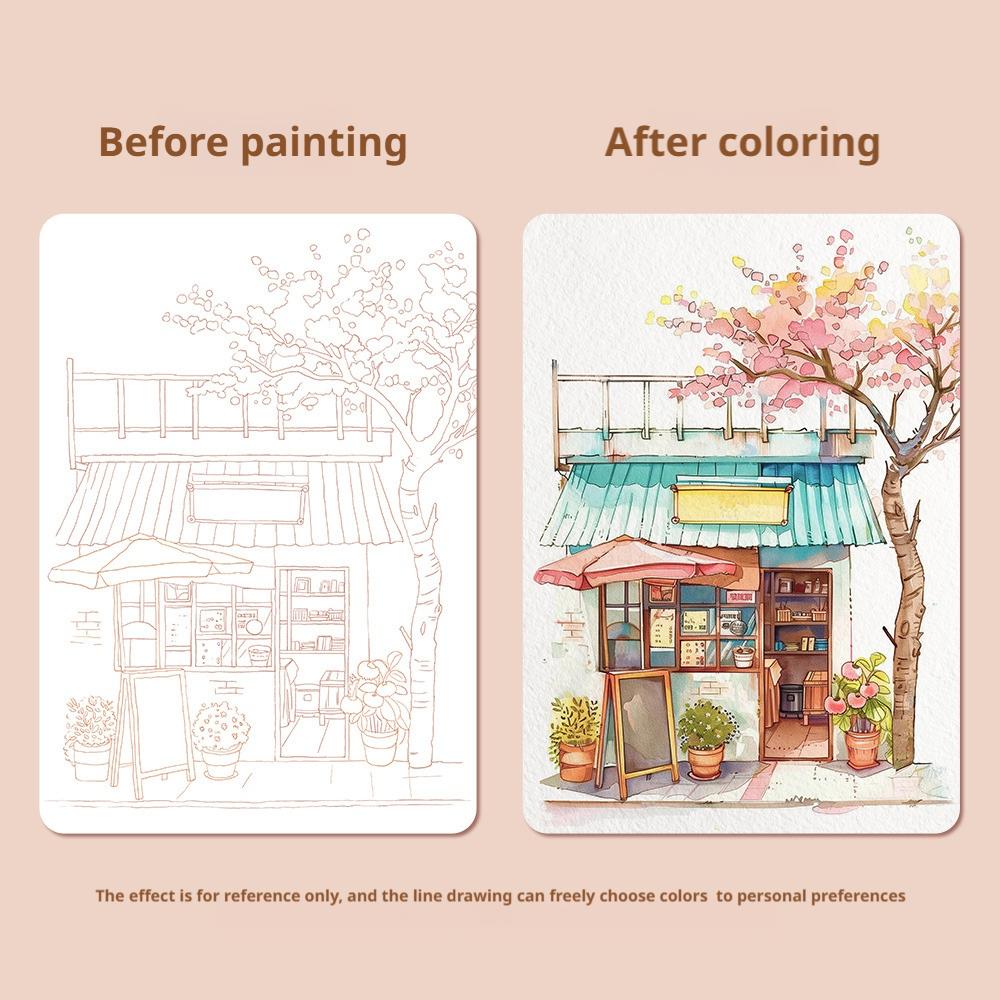 Travel Watercolor Painting Set with Tri-Fold Book, Built-in 12 Colors & Stress Relief Note Paper for DIY Art Folding Book