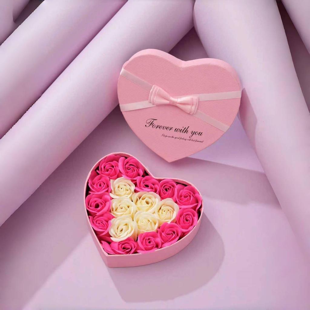 10 Artificial Flowers Valentines Day Gift For Her Rose Gift Box With Cute Bear Romantic Mothers Day Wedding Home Party Decor