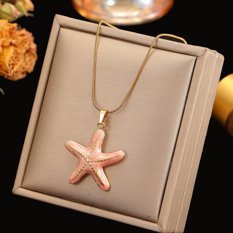 

Meier Stainless steel starfish necklace, titanium steel enamel star pendant - ocean-inspired, high-end style