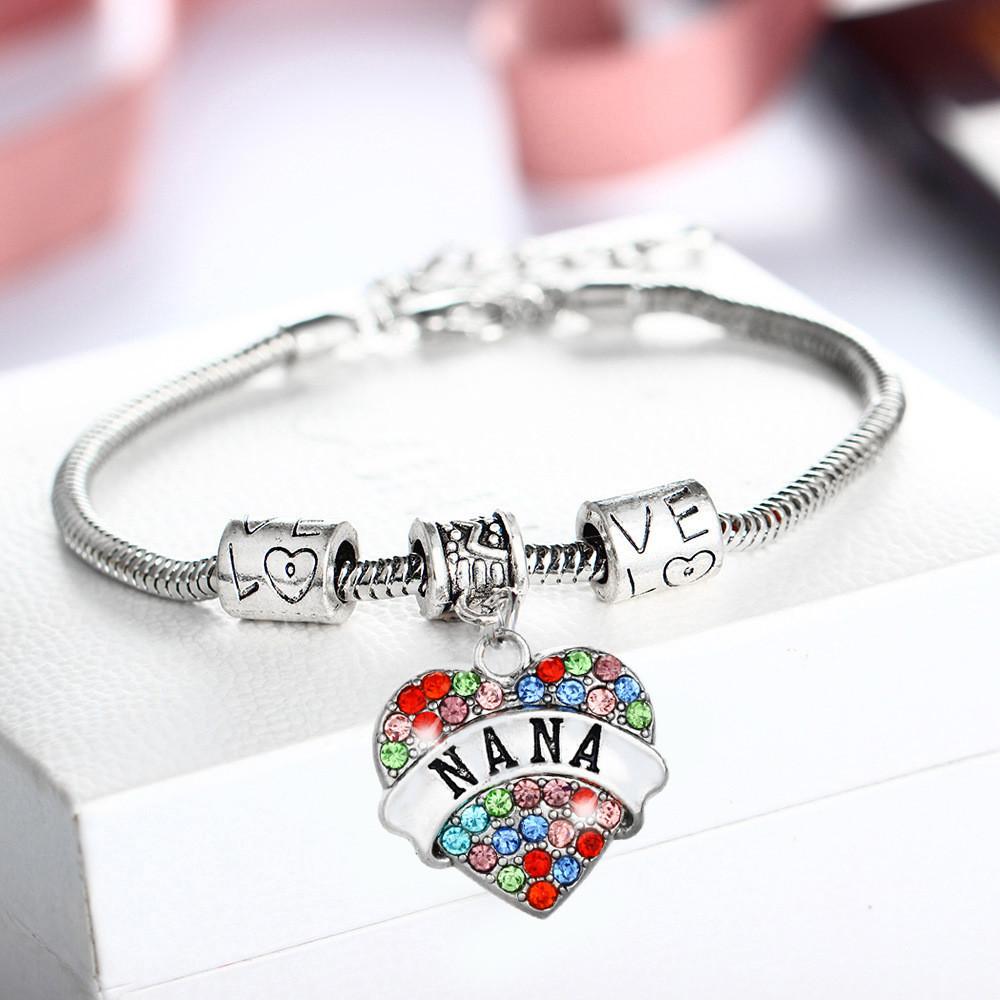 Exquisite Family Members Inlaid Colorful Rhinestone Love Heart Bracelet Gift For Loved Ones