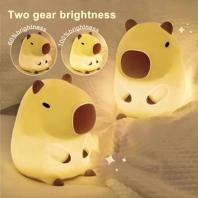 Süßes Capybara-Nachtlicht, Neuheit, 2 Stufen, dimmbar, Schnecken-Nachtlicht fürs Kinderzimmer, wiederaufladbare Touch-Lampe für die Dekoration des Kinderzimmers