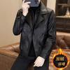 Winter Thickened Fleece Leather Jacket Men's Casual Thermal Locomotive Leather Jacket Two Lambskin Jackets