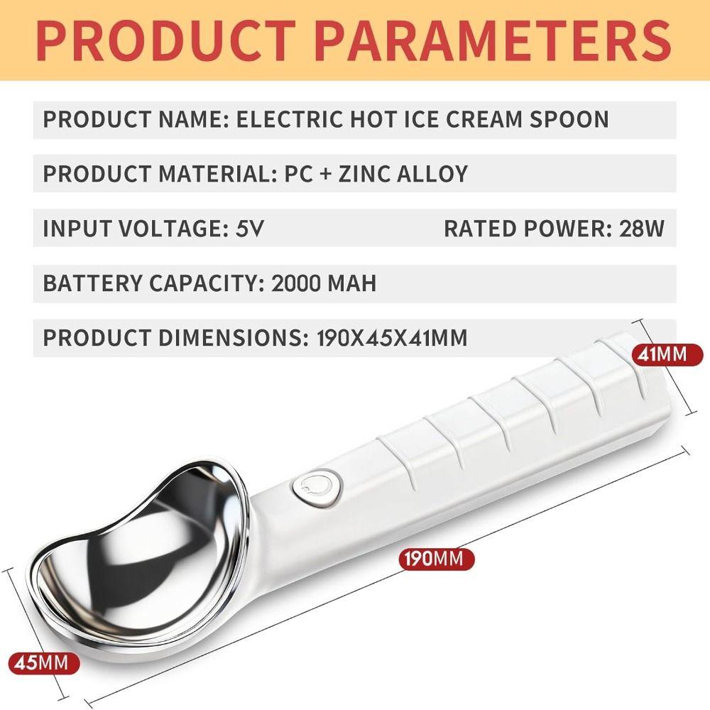 Adjust Temperature Heated Ice Cream Scoop Electric Preheat Scooper for Hard Ice Cream