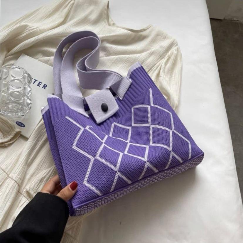 

Вязаная шерстяная сумка женская новая модная большая вместительная сумка-тоут универсальная на плечо 26*29CM