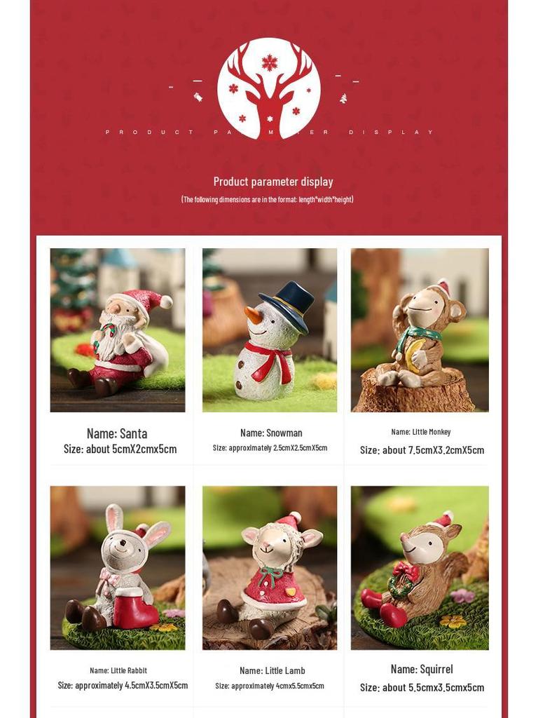 Handbemalte Harz Santa Claus Zakka Ornament für Desktop Mikro-Landschaft Dekoration