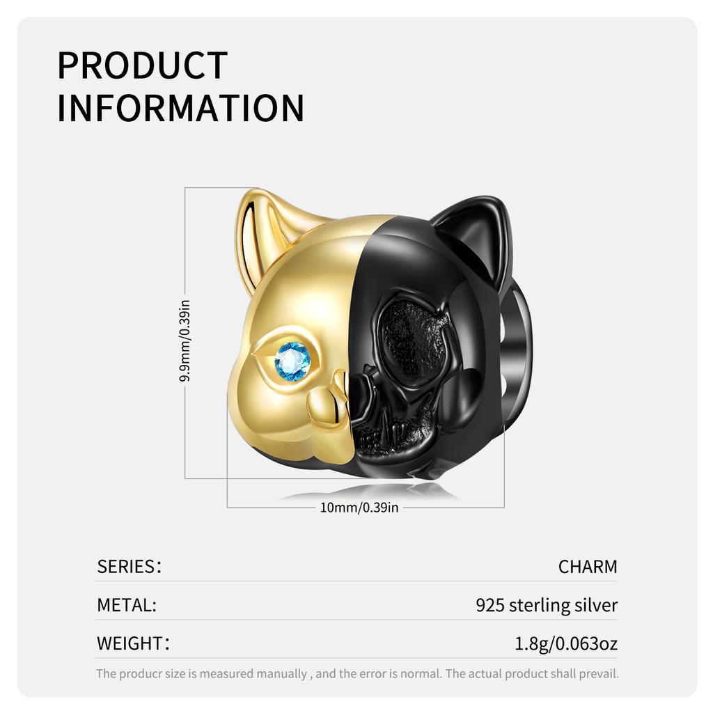 925 Sterling Silber Schmetterling Schädel Schwarz Gold Geist Haunted Charme für Original Luxus Marke Weiblichen DIY Schmuck