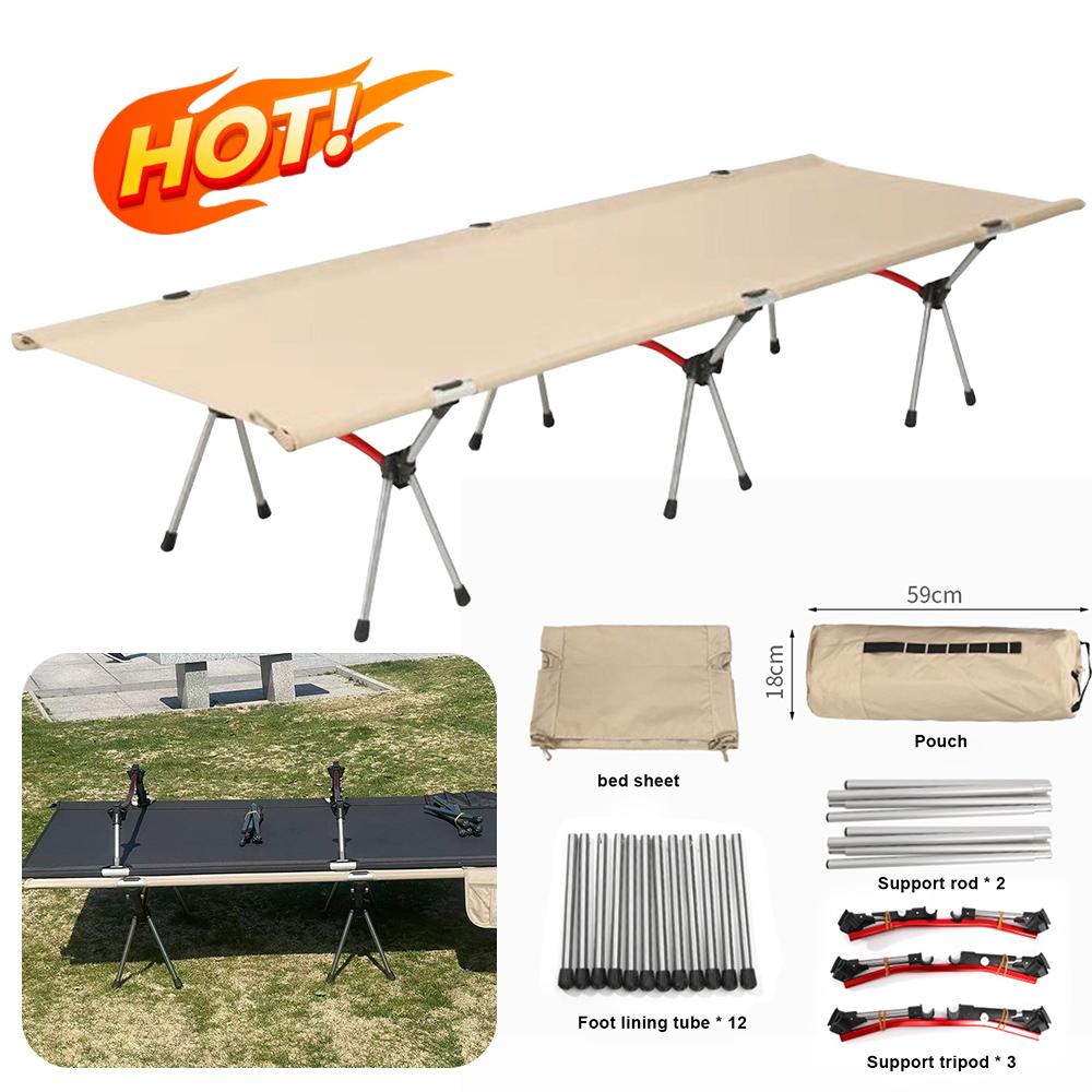 Portable Camping Cot Lightweight Collapsible Sleeping Bed Outdoor Single Beds Tourist Hiking Backpacking DetachableTent Bed