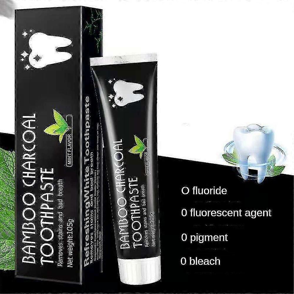 1-3pcs Bamboo Activated Charcoal Toothpaste Teeth Whitening Fluoride Free 105g