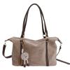 Faux Suede Solid Color Sewing Tote Bag 2026 Fashi Large Capacity Versatile Bags for Women Retro Sweet Commuting Shoulder Bag