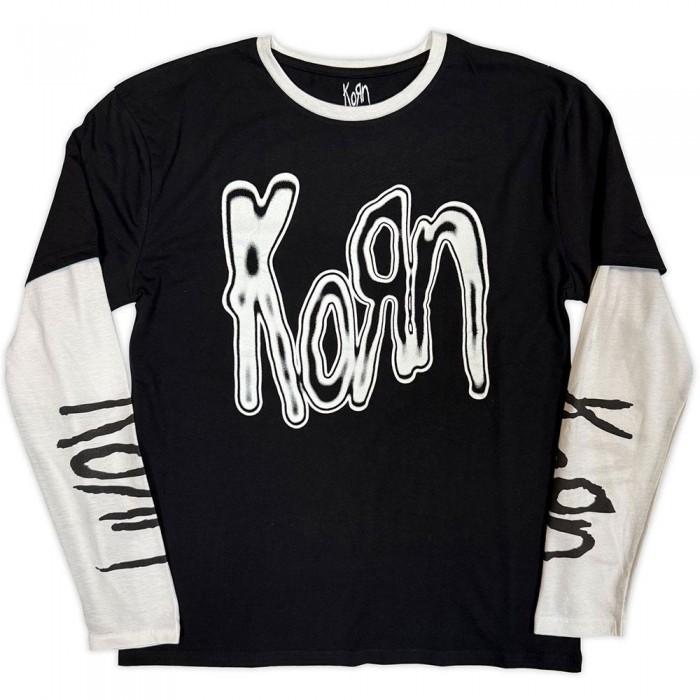 Korn Unisex Adult Logo Metallic Layered Long-Sleeved T-Shirt