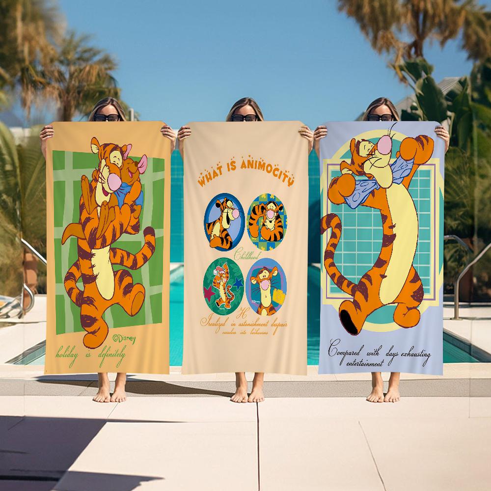 Tigger Anime Movie Beach Towels Shower Towel Sauna Travel Spa Microfiber Quick Dry Gym Accessories Cute Room Decor