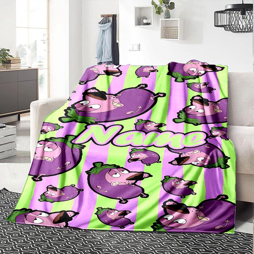 Customiz Name Personality Courage the Cowardly Dog Blanket Soft &Warm Sofa Office Bed Travel Lunch Break Blanket, Gift Suitable All Seasons