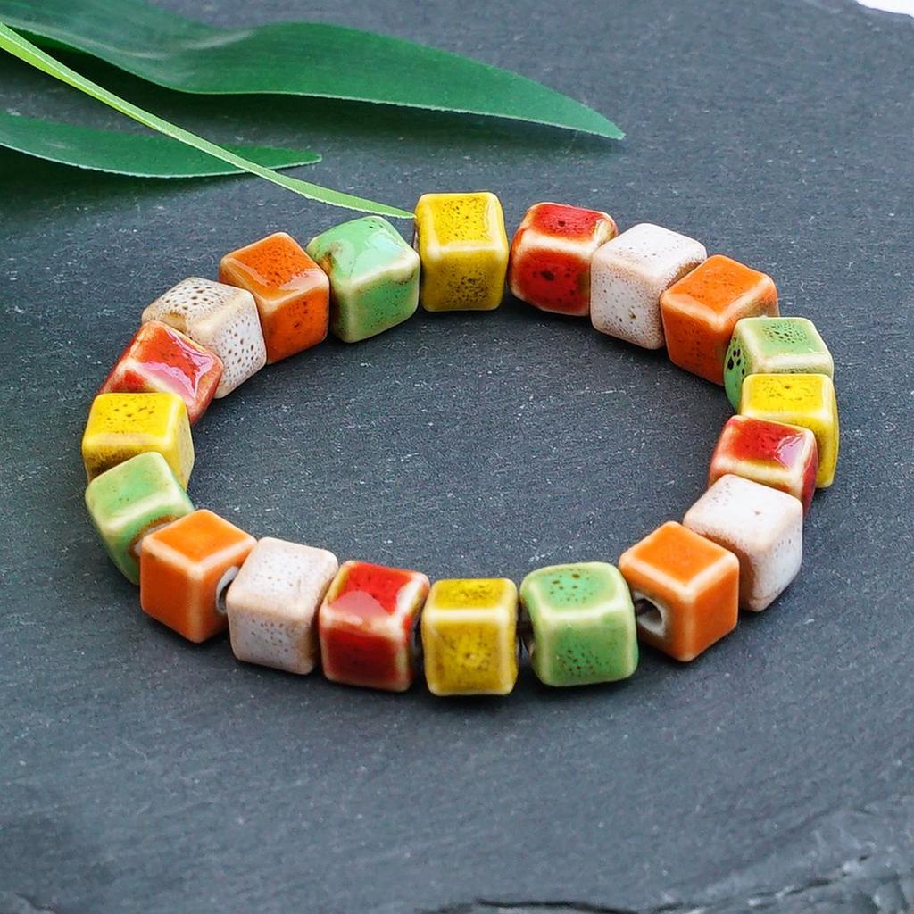 Ceramic new fashion flower glaze bead bracelet multi-color leisure ethnic style student