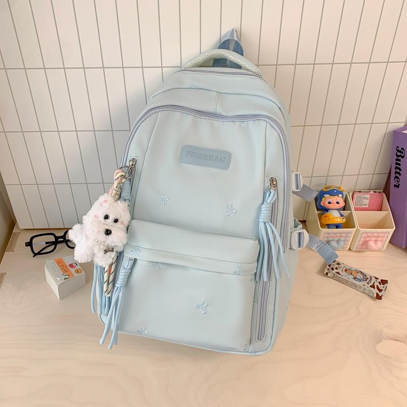 Schoolbag College Style School Bag Women's High Value 1011 New Large Capacity Bow Backpack Junior High School Student Backpack