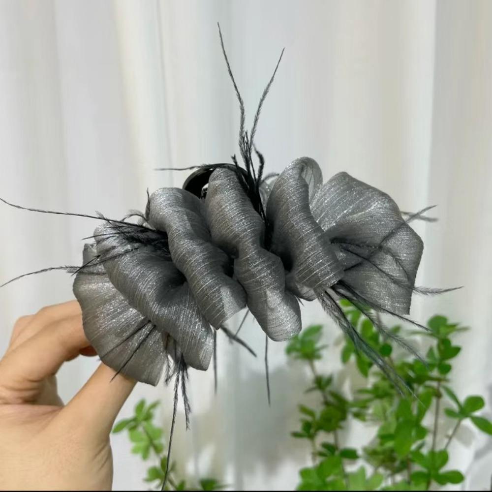 

Women Solid Color Large Hair Claw, Crab Barrette Bath Clip Headwear Hair Accessories Gift серый
