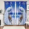 JIT 2pcs Elegant Peacock Print Curtain  Design Room Darkening  Polyester Drape  Holiday Window Decor  Home Decor  Rod Pocket Curtain