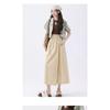 Apricot Overalls Culottes for Women Summer Thin High-waisted A-line Slit Hip-covering Wide-leg Culottes