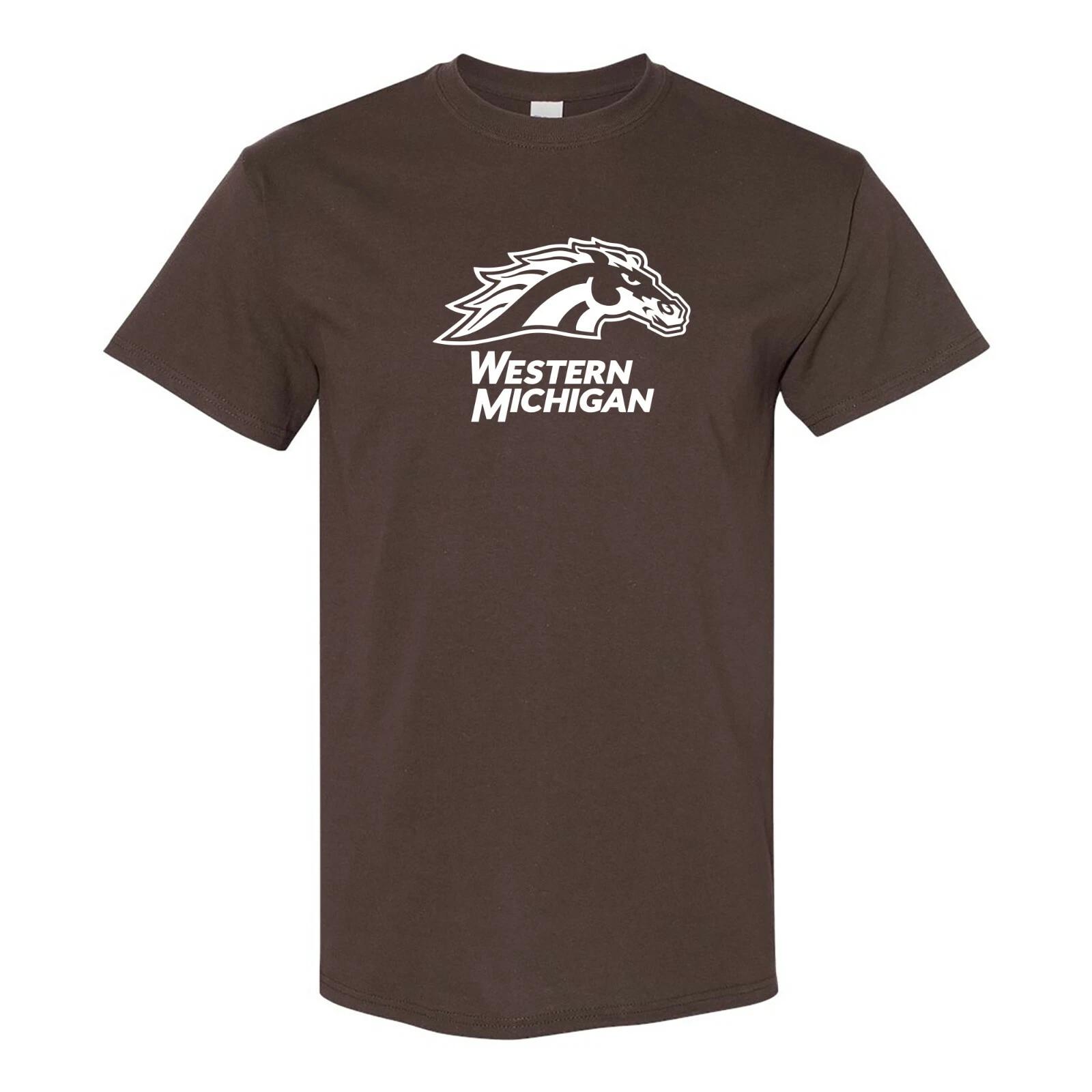 Western Michigan Bronco Primary Logo Licensed Unisex T-Shirt - Dark Chocolate S