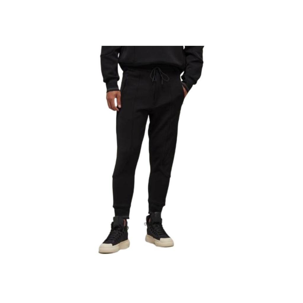 Y-3 FW22 Classic Solid Color Drawstring Cuffed Knit Sports Pants Men Bottoms Black HM5035