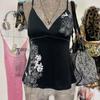 VAYLA Y2K Vintage Black Suspender Tops Women Harajuku Flower Graphic Print Rivet Mini Camis Cotton Gothic Sexy Hottie Summer Clothes