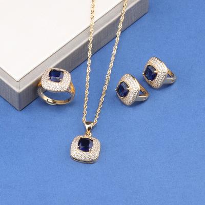 Ciondolo Quadrato Italia Brasile Accessori Gioielli Placcato Oro Set Nuziali Sposa Collana E Orecchini Anello Per Donne Regalo