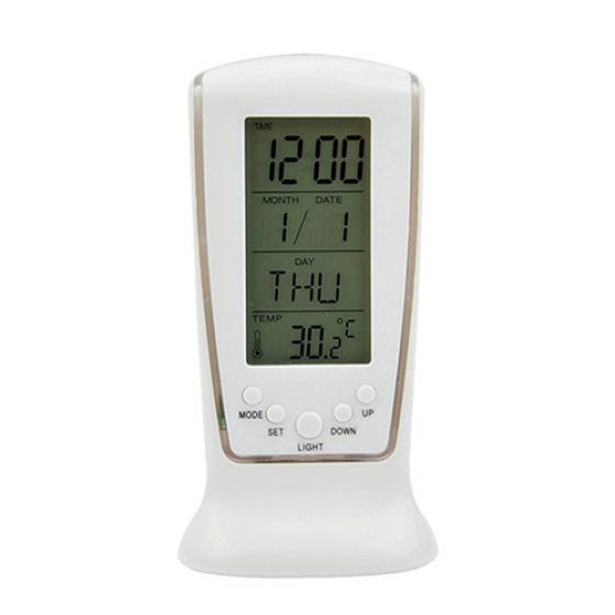 LED Digital Alarm Clock with Blue Backlight Electronic Calendar Thermometer Gift