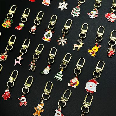 30pcs Christmas Series Keychain Cute Alloy Key Chain Ring Bag Backpack Charm Car Key Pendant Xmas Gift