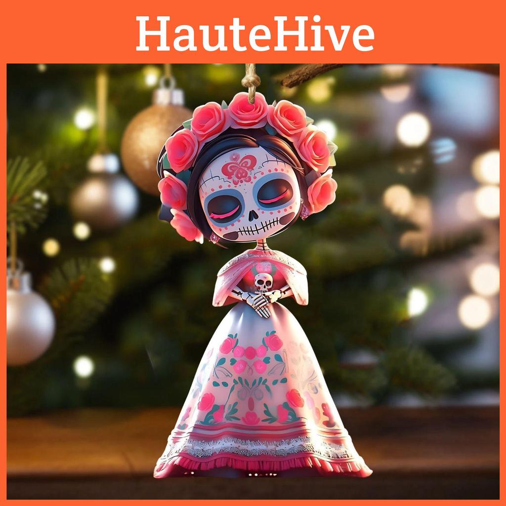 The Of Day Dead Theme Girl Pattern Acrylic Pendant For Decoration Festival