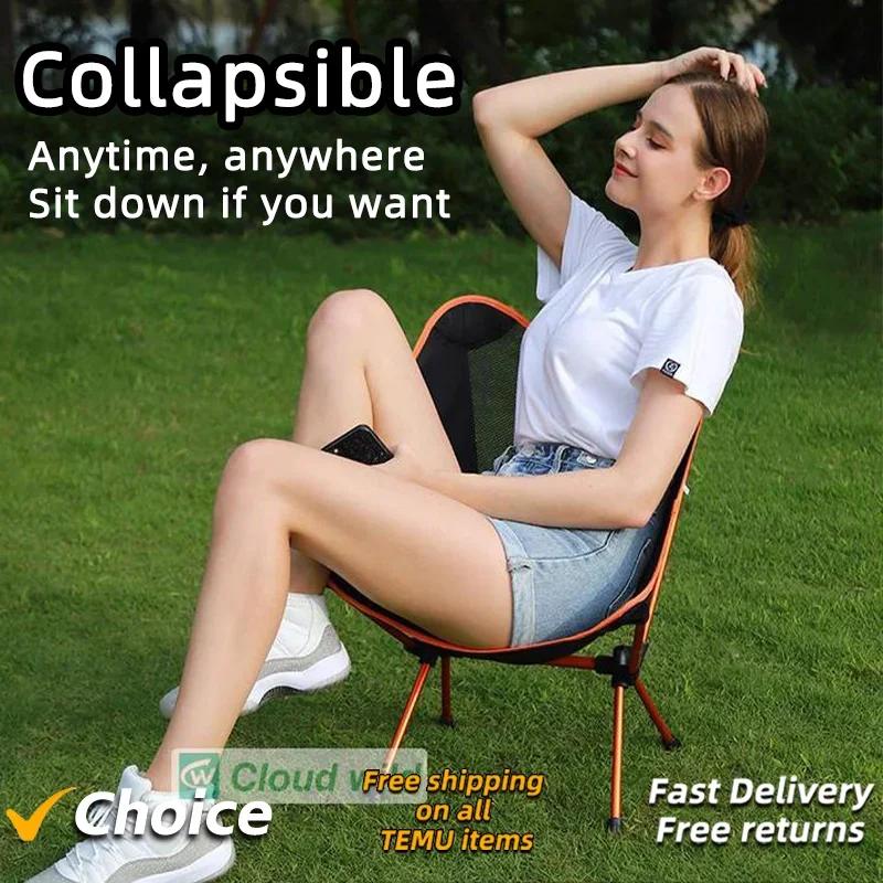 New Detachable Portable Folding Moon Chair Outdoor Camping Chairs Beach Fishing Chair Ultralight Travel Hiking Picnic Seat Tools