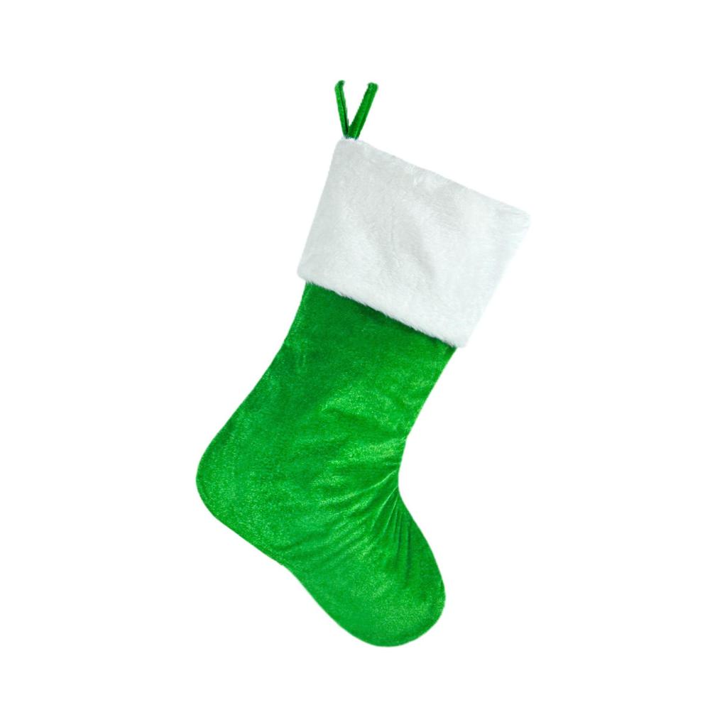 Stor stickad julstrumpa med broderade bokstäver - Festlig prydnad presentpåse