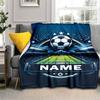 Benutzerdefinierte Fußballfeld Fleece-Decke Personalisierter Name Sport-Print Überwurf Weich Warm Ganzjahres-Bettwäsche Geschenk für Fußballfans