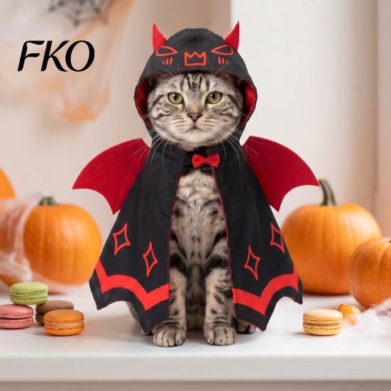 Small Dog Cape Halloween Cat Bat Cloak, Cute Devil Pet with Wings, Hooded Cloak Festive for Cats Dogs Cosplay Costume Party Wear Clothing