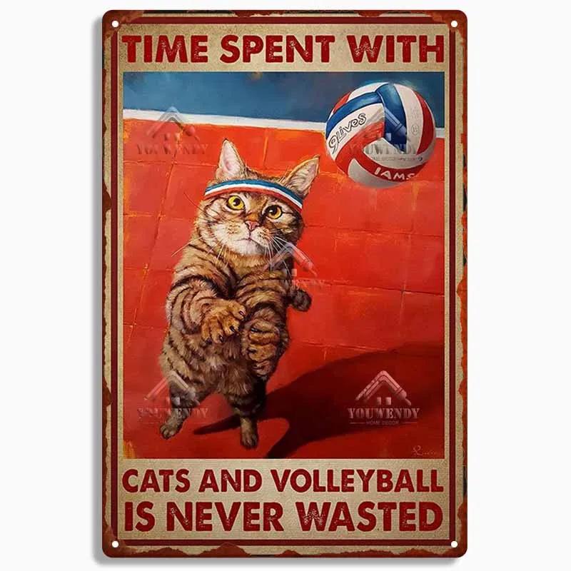 Retro Blechschild Plakette Metall Vintage Lustige Katzenkunst Poster Heimdekoration für Wohnzimmer Haustierbedarf Wanddekoration