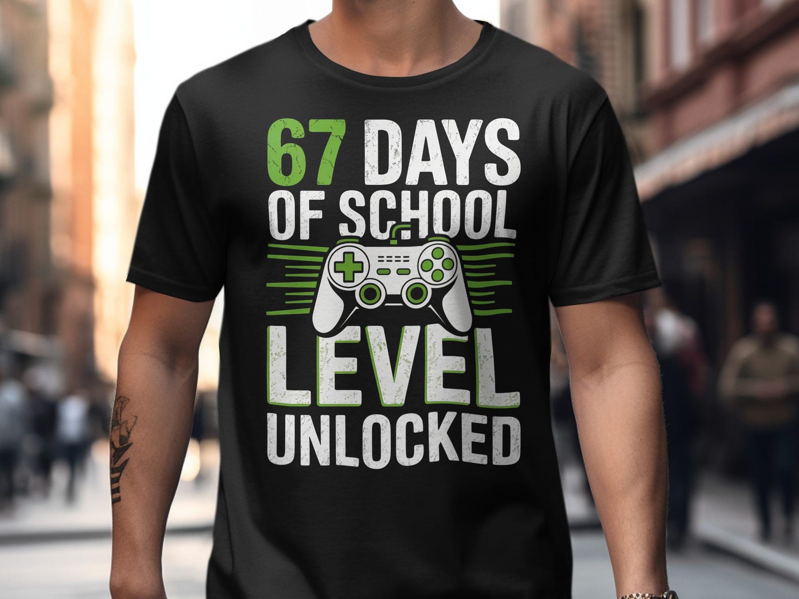 67 Days of School T-Shirt, Level Unlocked Tee, Video Game Shirt, Gamer Gift, Six Seven Meme, Funny School Shirt XL