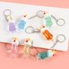 Mini Simulation Drink Cup Keychain Fake Juice Ice Cream Model Hanging Ornament Bag Pendant Decoration Car Keys Holder
