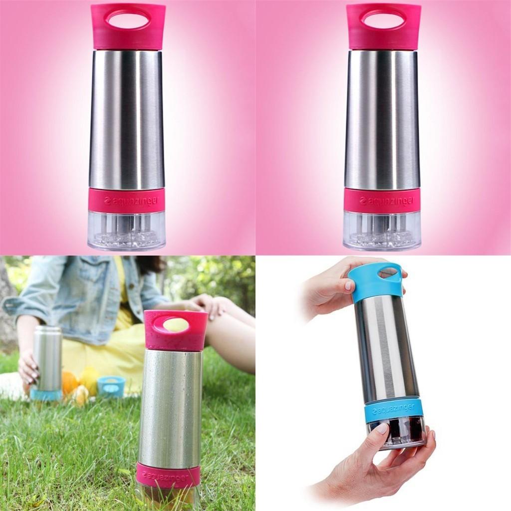 Aqua Zinger Flavor Infuser Portable Juice Cup With Hand Press Juicer For Refreshing Fruit Infusions