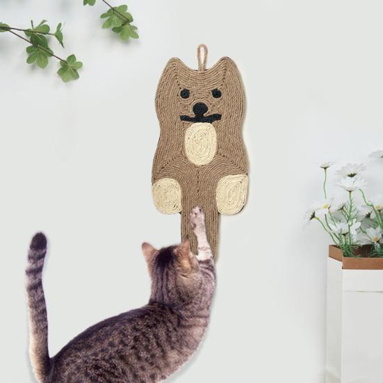 Sisal Cat Scratching Mat Cute Animal Shape Hanging Cat Scratch Mat Protect Your Furniture Vertical Cat Scratcher for Indoor Cats